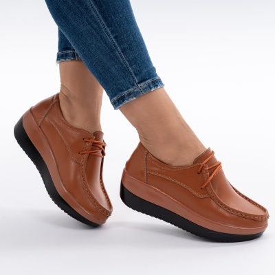 Pantofi Talpa Ortopedica Piele Naturala Camel 1136