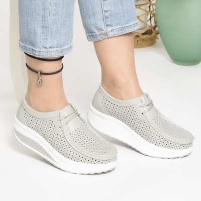 Pantofi Talpa Ortopedica Piele Naturala Gri A525