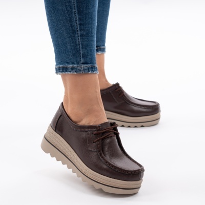 Pantofi Talpa Ortopedica Piele Naturala Maro 1-1151