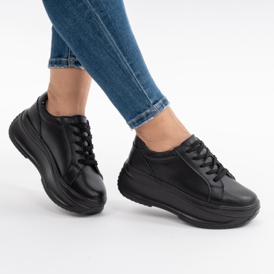 Pantofi Talpa Ortopedica Piele Naturala Negri 6855