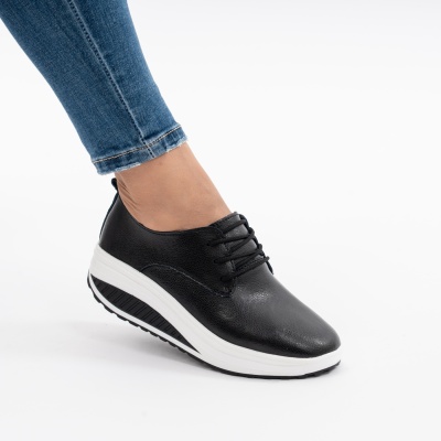 Pantofi Talpa Ortopedica Piele Naturala Negri G698