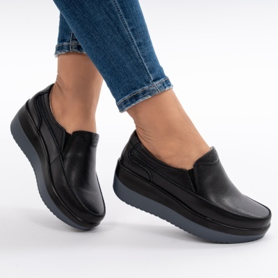 Pantofi Talpa Ortopedica Piele Naturala Negru 1158