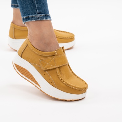 Pantofi Talpa Ortopedica Piele Naturala PL58 Mustar