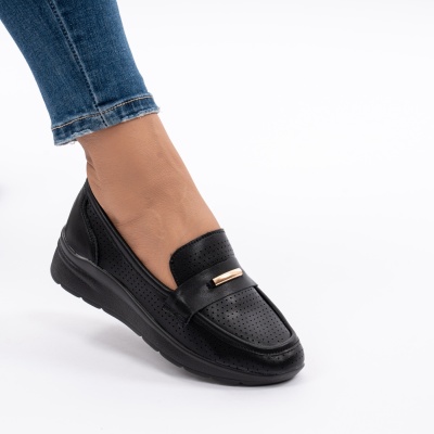 Pantofi Talpa Ortopedica Piele Naturala Q783 Negri
