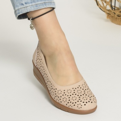 Pantofi Talpa Ortopedica Piele Naturala Roz F002-377