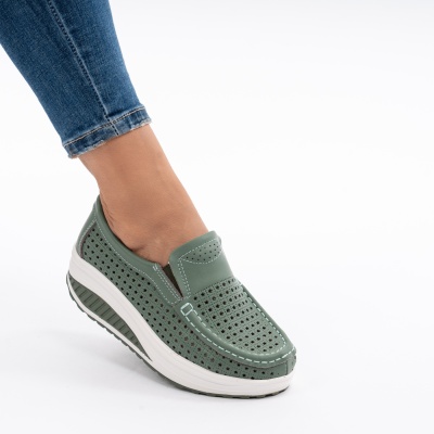 Pantofi Talpa Ortopedica Piele Naturala Verde A522