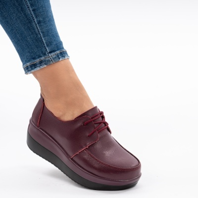 Pantofi Talpa Ortopedica Piele Naturala Visiniu 1168
