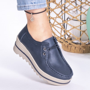 Pantofi Talpa Striată Piele Naturala Albstru MM 217