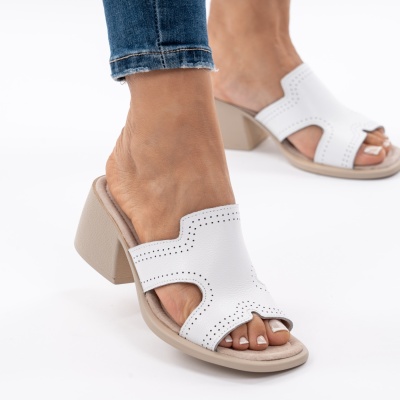 Pantofi Tip Papuci Piele Naturala Talpa Comoda AN2710-1 Alb