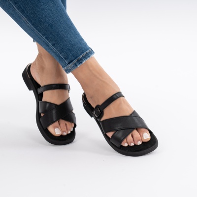 Pantofi Tip Papuci Piele Naturala Talpa Comoda F002-545 Negru