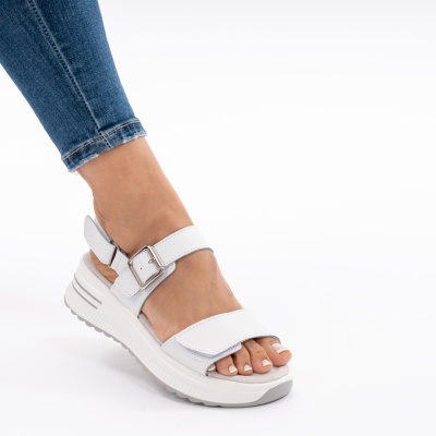 Pantofi Tip Sandale Piele Naturala Talpa Comoda AN122 Alb