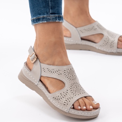 Pantofi Tip Sandale Piele Naturala Talpa Comoda AN2655 Gri