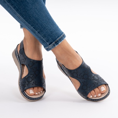 Pantofi Tip Sandale Piele Naturala Talpa Comoda AN2678-1 Albastru