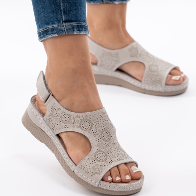 Pantofi Tip Sandale Piele Naturala Talpa Comoda AN2678-1 Gri