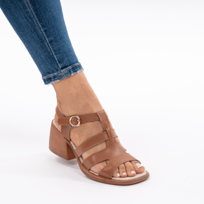 Pantofi Tip Sandale Piele Naturala Talpa Comoda AN2710-5 Camel
