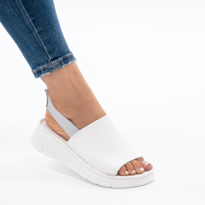 Pantofi Tip Sandale Piele Naturala Talpa Comoda F001-967 Alb