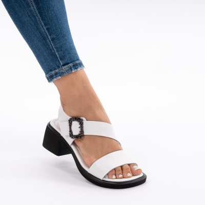Pantofi Tip Sandale Piele Naturala Talpa Comoda JY5769 Alb