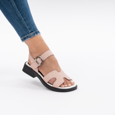 Pantofi Tip Sandale Piele Naturala Talpa Comoda JY6531 Roz
