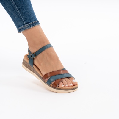 Pantofi Tip Sandale Piele Naturala Talpa Comoda OD925 Blue