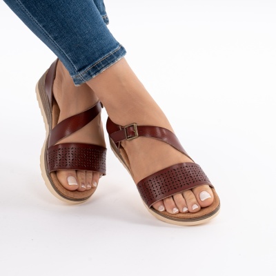 Pantofi Tip Sandale Piele Naturala Talpa Comoda OD926 Maro