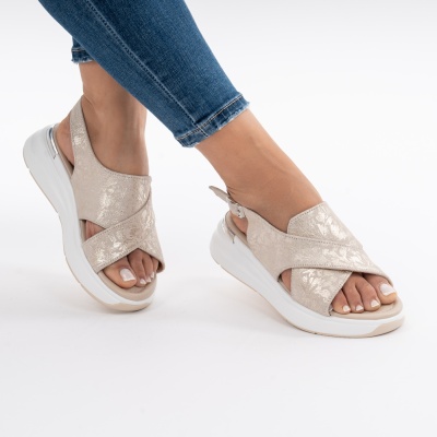 Pantofi Tip Sandale Piele Naturala Talpa Comoda T-8006-2 Bej
