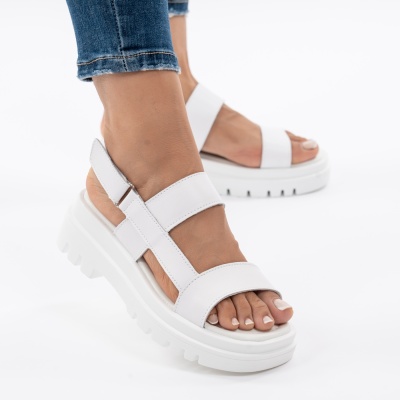 Pantofi Tip Sandale Piele Naturala Talpa Comoda T-8043 Alb