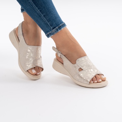Pantofi Tip Sandale Piele Naturala Talpa Comoda T-8052 Bej