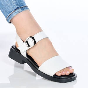 Sandale Piele Naturala Alb F005-018