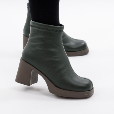 Botine Piele Naturala Kaki 1350