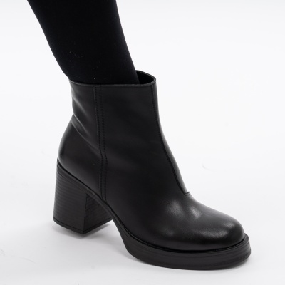 Botine Piele Naturala Negre R839