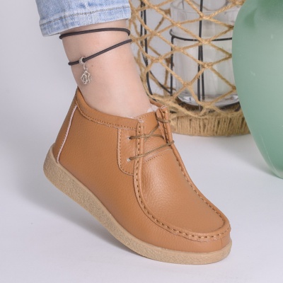 Ghete Imblanite Piele Naturala Camel 9602-2