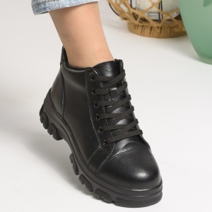 Ghete Piele Naturala Captusite Talpa Striată Negre F005-017