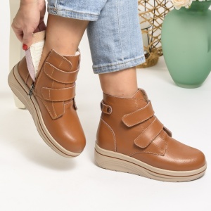 Ghete Piele Naturala Imblanite Talpa Casual Camel 1960-2