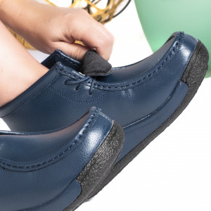 Ghete Piele Naturala Imblanite Talpa Ortopedica Albastre T5105