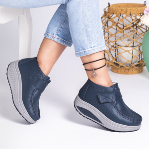 Ghete Piele Naturala Imblanite Talpa Ortopedica Albastru MM100B