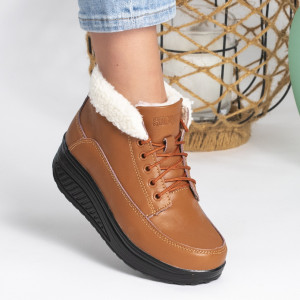 Ghete Piele Naturala Imblanite Talpa Ortopedica Camel A603-2