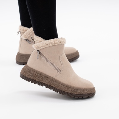 Ghete Piele Naturala Imblanite Talpa Striată Bej Jy7955