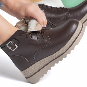 Ghete Piele Naturala Imblanite Talpa Striată Maro 2021-1B