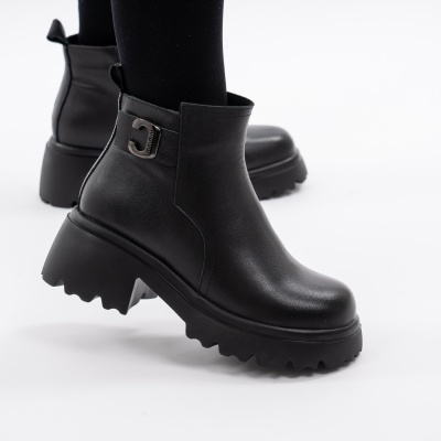 Ghete Piele Naturala Negre 80830-6