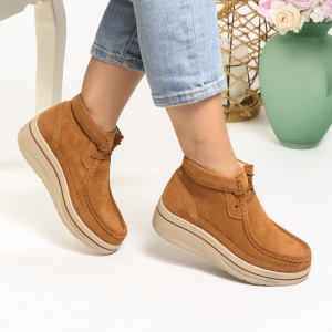Ghete Piele Naturala Talpa Casual Camel 585