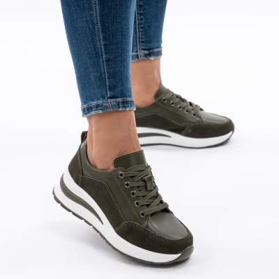 Pantofi Casual Din Piele Naturala Kaki T5100