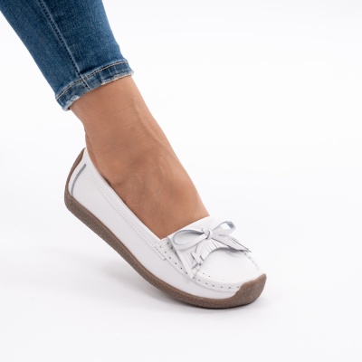 Pantofi Casual Piele Naturala Alb 581