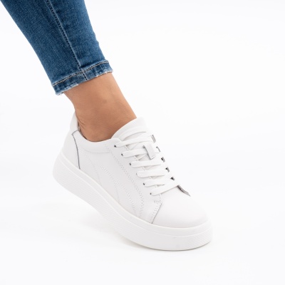 Pantofi Casual Piele Naturala Alb F002-408