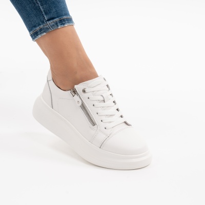 Pantofi Casual Piele Naturala Alb F002-651