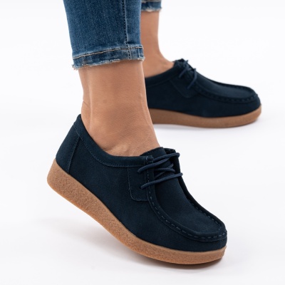 Pantofi Casual Piele Naturala Albastri 8517-1