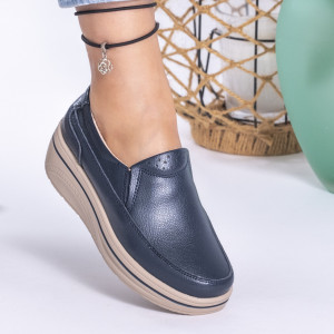 Pantofi Casual Piele Naturala Albastru 1152