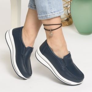 Pantofi Casual Piele Naturala Albastru PL-53