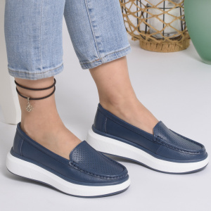 Pantofi Casual Piele Naturala Albastru T-5935