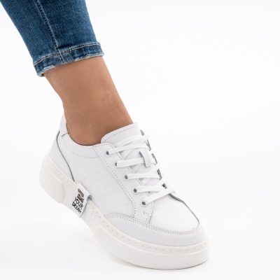 Pantofi Casual Piele Naturala Albi JY6821