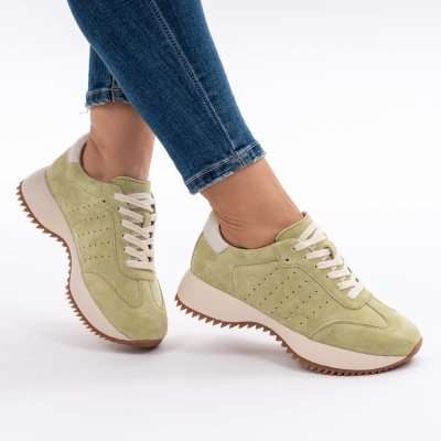 Pantofi Casual Piele Naturala Apple Green AN2598